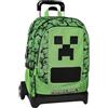 Franco Cosimo Panini MINECRAFT - Zaino Scuola Trolley Ufficiale Minecraft, Maniglia Regolabile, Trolley Staccabile, Spallacci Imbottiti e Regolabili, 2 Scomparti Principali, Tasche Frontali con Zip, 34x52Hx22 cm, Verde