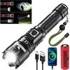 Shadowhawk Torcia LED Potente Professionale 10000 Lumen, Ricaricabile USB Torce Led Alta Potenza, XHP70.2 Torcia Tattica Militare, IP67 Impermeabile 5 Modalità Campeggio Trekking Emergenza (5000mAh)