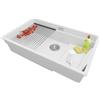 PRIMAGRAN Lavello da Cucina Bianco 76x47cm, Lavandino da Cucina a 1 vasca + Sifone Classico + Scolapasta avvolgibile, Lavabo da Cucina Incasso al mobile 80cm - Prague Slim