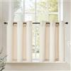TOPICK Tende con Occhielli Tenda Passante per Bistrot Porta Finestra Balcone Stile Country Roulotte 2 Pezzi Corte con Filtro Luce Soggiorno o Doccia tenda per Interni 96L x 60A cm, Beige