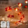 Elitecran Catena luminosa a LED da 300 cm con 30 lampadine rosse a forma di cuore, luci rosse Love Ambiance, filo argentato impermeabile IP64, funzionamento a batteria, luci lucciole con telecomando/timer/8