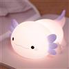 FAMIDUO Axolotl Lampada Notturna per Bambini, Dimmerabile LED in Silicone Lucina Notte Bambini Controllo Touch, Ricaricabile Tramite USB, con 20 Minuti Timer, Luce Notturna Neonato, Regalo per Bambina