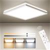 Matane Plafoniera LED dimmerabile, lampada da soffitto 24 W con telecomando, illuminazione da soffitto per interni 3000 K-6500 K, per soggiorno, camera da letto, stanza dei bambini, bagno, quadrato