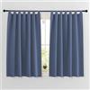 PONY DANCE Tende Oscuranti Camera da Letto per Finestre Piccole 2 Pezzi 140x145 CM Tende Cucina Termica Isolante Freddo e Caldo con Passanti, Blu Foschia