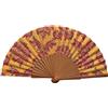 Tusitala Barcelona Ventaglio spagnolo Damasco Grana - Legno e Cotone - 23 cm - Custodia in yute natural - Accessorio Moda - Fatto a Mano in Spagna - Eventi e Regali - Collezione Tradizione - Tusitala Barcelona