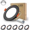 BAGZY 5x Faretti LED da Incasso per Cartongesso,7W Luci Ultrasottili da Soffitto e per l'illuminazione da Interno IP44,Bianco Freddo 6000K,700 Lumen,AC 220-240V,Foro Incasso 80-90mm(Nero)