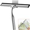 Qurxuanwe 25cm Tergivetro Doccia Acciaio Inossidabile con Gancio, Tergicristallo Vetri Bagno, Spazzola Pulisci Vetro Maniglia Corta, Tiraacqua Silicone per Pulire Cucina Piastrelle, Finestre, Specchi (Argento)