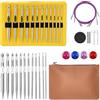 JAOGAUS Set Uncinetti Tunisini con Cavo, 26 Pezzi, 3-10 mm, Uncinetti Intercambiabili da 15,2 cm in Alluminio Nichelato, Ergonomici, con Borsa di Conservazione, per Principianti & Professionisti