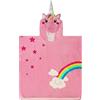 LOLANTA Accappatoio Poncho con Cappuccio per Bambini, Asciugamano in Cotone con Unicorno Rosa, Telo da Spiaggia e Piscina per Bambini (Rosa C, 5-7 Anni)