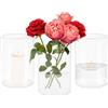 CiciIng 3 Pezzi di Vaso Cilindrico in Vetro Alto 15 cm, Ø 10 cm, Vasi in Vetro Trasparente per Fiori, Cilindro, Vaso da Tavolo per Fiori, Candele Galleggianti, Piante Verdi