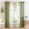MIULEE Tende Voile in Poliestere Trasparenti Occhielli Sfumato per Soggiorno Camera da Letto Bagno Cucina Camera da Bambino Tenda Finestra Balcone Casa con 2 Pannelli 140X137CM Verde Oliva