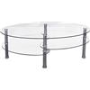 Dmora Tavolino da caffè moderno con due piani, struttura in metallo e piano in vetro temperato, Tavolo da salotto, cm 100x60h41, colore Trasparente
