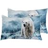 bozhoushimatingbaihuoyouxiangongsi Set da 2 Federe Cuscini Orso Polare Bianco Decorativi Federa con Cerniera Invisibile Decorazioni Divano Copricuscini, per Letto, Interni Ed Esterni, 40X60Cm