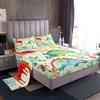 Homewish Set di lenzuola per letto matrimoniale, con simpatici animali, per bambini, ragazzi e ragazze, lenzuola con dinosauri selvatici kawaii, foglie verdi gialle e verdi, lenzuolo con angoli