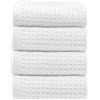 IlGruppone Asciugamani Da Bagno Nido D'ape In Puro Cotone Super Assorbenti Asciugatura Extra Rapida Morbidi Telo Doccia Salvietta Viso Salviette Ospite Lavette (Bianco, 4 Asciugamani ospite)