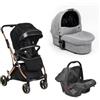 MS - MS Trio Monte Carlo Passeggino Leggero Nero e Navicella Grigio e Seggiolino Auto Joy