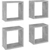 JHQHSM Mensole Parete a Cubo 4 pz Cubo rettangolare da parete Scaffale espositivo Pareti Decorative Grigio Cemento 26x15x26 cm