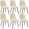 WAFTING Set di 6 Sedie da Pranzo, Sedie a Righe Imbottite con Schienale Alto con Pieds in Metallo, per Sala da Pranzo, Soggiorno, Cucina e Reception, Beige