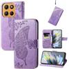 JIUNINE Cover a Libro per Motorola Moto G17 / G17 Power / G15, Viola | Custodia Portafoglio Antiurto in Pelle Sintetica, Motivo Farfalle 3D, Portacarte, Supporto Regolabile, Chiusura Magnetica