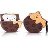 LEWOTE Compatibile con Apple Airpods 4 Custodia protettiva divertente e carina con cartone animato 3D di animali con portachiavi (Orsetto biscotto)