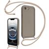 Coalbooliy Cover per iPhone 17e/iPhone 16e 6,1 con Cordino per Cellulare, Custodia Silicone con Regolabile Collana Sottile Morbida Case Protezione della fotocamera Antiurto con Necklace, Cachi