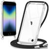 Oelrstfe Cover con Cordino per iPhone 8/iPhone SE 2020/iPhone 7/SE 2022, Trasparente Silicone Custodia con Regolabile Collana Laccio Tracolla, Antigraffio Proteggere Case Corda per iPhone 8, Nero