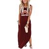 Sxkayxr Vestito Donna Estate Elegante Maxi Canotta Abito Donna Estivo Lungo Abito Spiaggia Vestito Donna Sexy Casual Senza Maniche Maxi Vestito Gilet Abito con Tasche