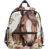 Generic Zaino per la scuola elementare per bambini, piccolo, motivo floreale con cavalli e fiori, per bambini e bambine, Fiori di cavallo floreale, S