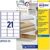 AVERY Poliestere adesivo J8560 trasparente 25fg A4 63,5x38,1mm (21et/fg) inkjet Avery