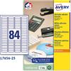 AVERY Etichette adesive L7656 bianche 25fg A4 46x11,1mm (84et/fg) inkjet/laser Avery