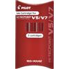 PILOT SET 3 REFILL ROLLER HI-TECPOINT V5-V7 RICARICABILE ROSSO BEGREEN PILOT
