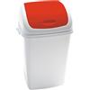 MEDIALINTERNATIONAL Pattumiera a basculante 50Lt Rif Basic Bianco/Rosso