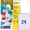 AVERY Etichette adesive rotonde rimovibili Ø37mm (24et/fg) 25fg laser/inkjet Avery