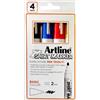 ARTLINE Astuccio 4 marcatori per tessuto p. tonda 2.0mm nero/rosso/blu/giallo Artline
