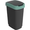 ROTHO Pattumiera 25LT in PPL Nero/Verde scuro con coperchio basculante Rotho