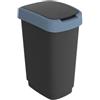 ROTHO Pattumiera 25LT in PPL Nero/Blu con coperchio basculante Rotho