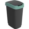 ROTHO Pattumiera 50LT in PPL Nero/verde scuro coperchio basculante Rotho