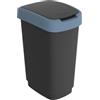 ROTHO Pattumiera 50LT in PPL Nero/blu coperchio basculante Rotho
