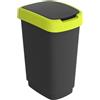ROTHO Pattumiera 50LT in PPL Nero/verde lime coperchio basculante Rotho