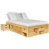 Letto matrimoniale in legno con contenitori e comodini estraibili 166x209x47,5 cm