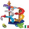 VTech Vroom Vroom Go - Mega Circuito 2 in 1, Pista Macchinine a Spirale, 2 Configurazioni per Giocare Seduti o In Piedi, Incluso Veicolo, Pista Macchine con 5 Zone Magiche, Lingua Italiana, 1-5 Anni