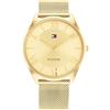 Tommy Hilfiger Orologio Analogico al Quarzo da Uomo con Cinturino in Maglia Metallica in Acciaio Inossidabile di Colore Dorato - 1710515