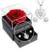 Yamonic Rosa Eterna Regalo Donna,Rosa Stabilizzata con Collana Argento 925 Donna, Idea Regalo per Lei,Ti Amo per Sempre,Regalo San Valentino per lei,Regalo Donna Natale Compleanno Anniversario