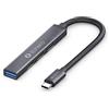 sonero® Hub USB, distributore USB, 4 porte, 1x USB 3.2 con 5 GB/s, 3x USB 2.0 con 480 MB/s, connettore USB-C, ultra sottile, grigio siderale, 1,00 m