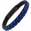 10:10 Bracciale Uomo Pelle Naturale Tressata, Larghezza 10 mm, Chiusura Acciaio Inox PVD Nero, Taglia Regolabile, Confezione Regalo Inclusa, Made In Italy (Blu)