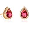 Diamond Treats Orecchini Oro Donna in Argento 925 Placcato Oro, Orecchini Goccia con Pietre Zirconi Rosso Rubino, Orecchini a Forma di Pera per Donna e Ragazza, Orecchini Rossi con Confezione Regalo