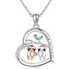 JERWLI Collana con ciondolo a forma di cuore in argento Sterling 925, regalo per donne, ragazze, San Valentino, regali di Natale, 45.72 cm, Argento sterling, Zirconia cubica