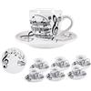 DRW Set 6 tazze con piatto in porcellana decorate con note musicali tazza: 6,5 x 6,5 x 6,5 x 6 cm