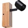 Paulmann x 66770 Proiettore Arvid a 1 Luce Max. 1x20 Watt plafoniera Nero/Legno Spot Metallo E27