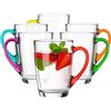 Glasmark KROSNO 1992 Set da 6 Tazze da Caffè con Manico Colorato Bicchieri da Caffè 300 ml Vetro Trasparente